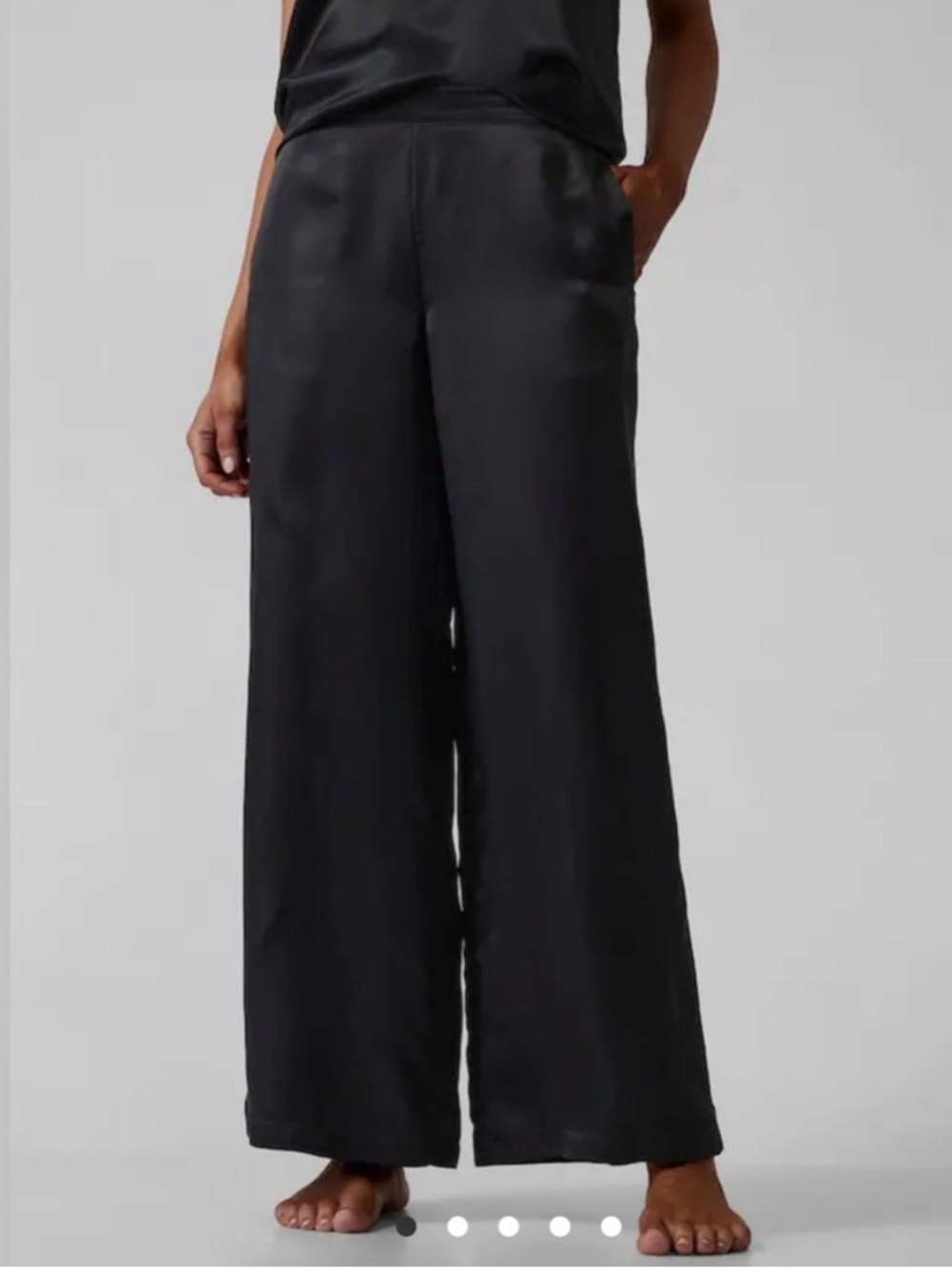 ATHLETA 🐈‍⬛ NWT Women’s Calm Cool Black Satin Wide Leg Pant - Athletic - Size XL